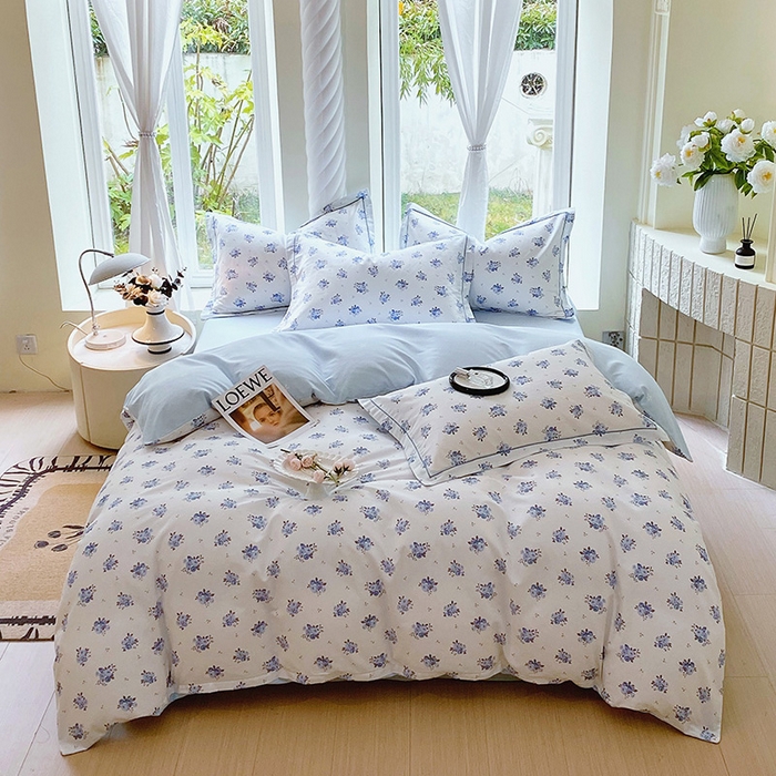 91家纺网 家纺一手货源 找家纺 梧桐树 2025新款100%全棉13372加厚印花四件套 A27小美满