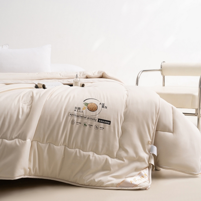 91家纺网 家纺一手货源 找家纺 易睡2025年新款大豆被春秋被冬被被子被芯 米色