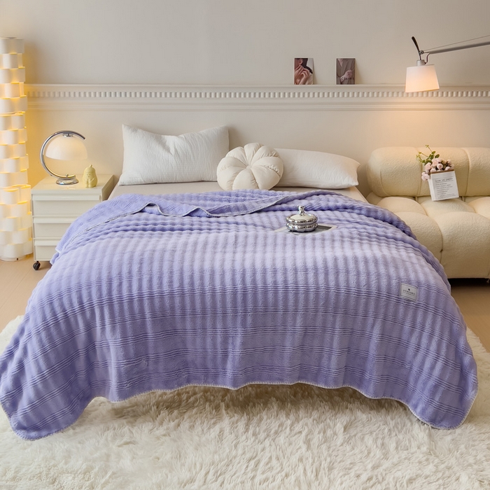 91家纺网 家纺一手货源 找家纺 宜家坊 2025新款高克重双面绒毛卡兔绒多功能毛毯 莫奈紫