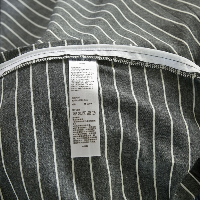 91家纺网 家纺一手货源 找家纺 水洗的故事 2025新款开学季色织水洗棉学生宿舍三件套 灰细条