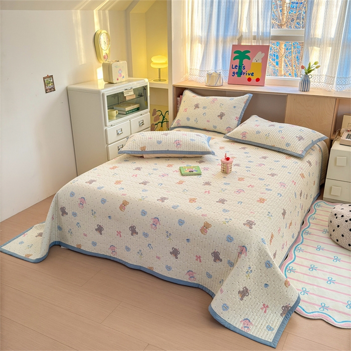 91家纺网 家纺一手货源 找家纺 美优兰 2025新款双面全棉水洗床盖小飞象