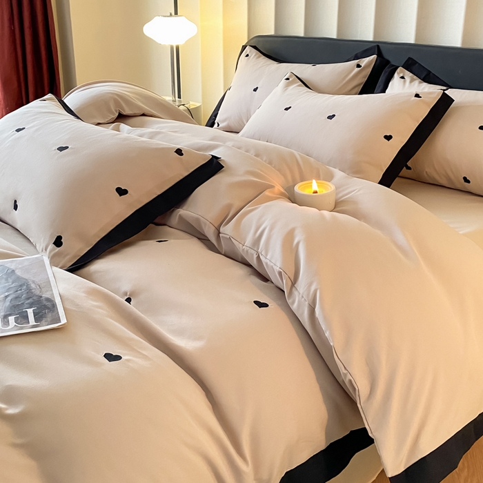 91家纺网 家纺一手货源 找家纺 （总）米彩家纺 2025新款水洗磨毛四件套-蝴蝶结爱心系列