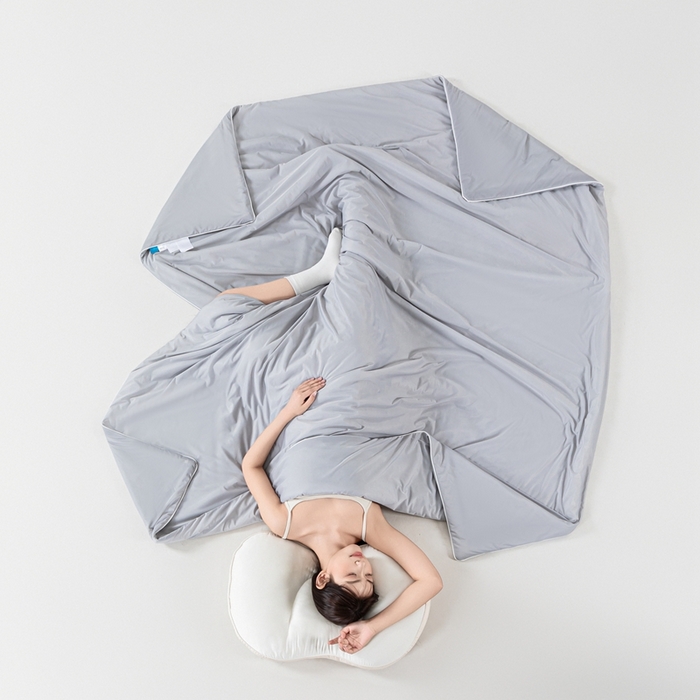 91家纺网 家纺一手货源 找家纺 鑫贝阳 2025春夏新款纯色双拼A类凉感丝夏凉被 高级灰