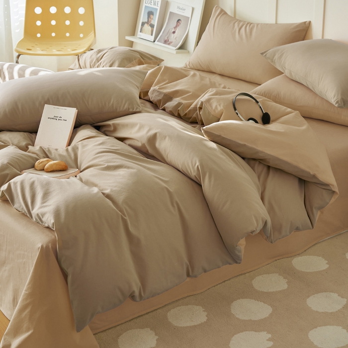 91家纺网 家纺一手货源 找家纺 寐绸家纺 2025新款纯棉水洗棉双拼单被套（自然光） 漫雾+古巴砂