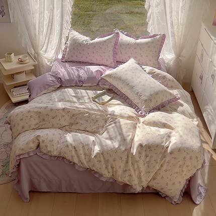 91家纺网 家纺一手货源 找家纺 （总）欧尚 2025新款针织棉双层纱四件套