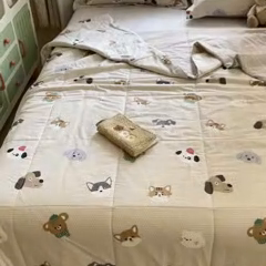 91家纺网 家纺一手货源 找家纺 帕拉美拉 2025新款全棉棉花夏被春秋被四件套哈皮犬-全棉棉花