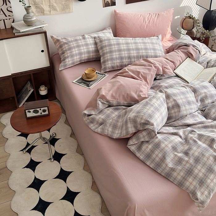 91家纺网 家纺一手货源 找家纺 水洗的故事2025新款A类AB版全棉色织水洗棉四件套 南风