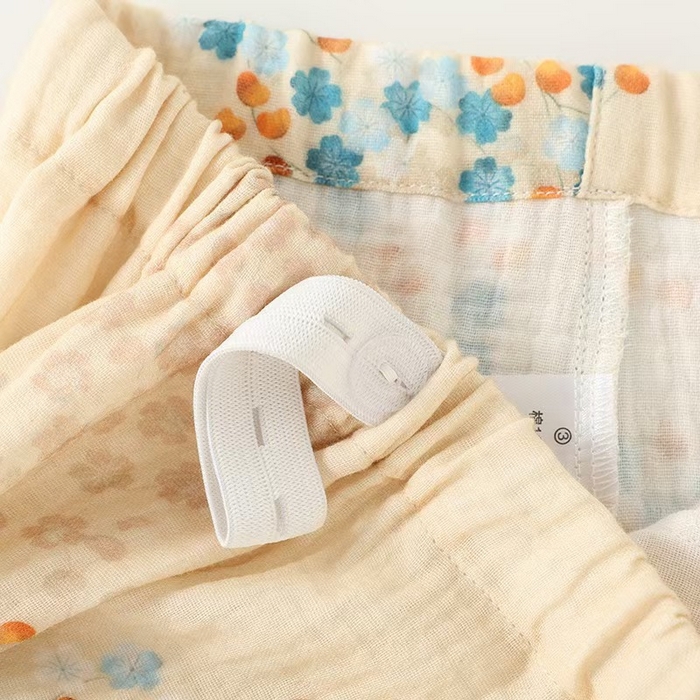 91家纺网 家纺一手货源 找家纺 洛兰沙家居馆【只代发】【只代发】2025新款简约印花睡衣女春夏季宽松休闲家居服长袖开衫套装印花棉纱两件套  花束斜襟