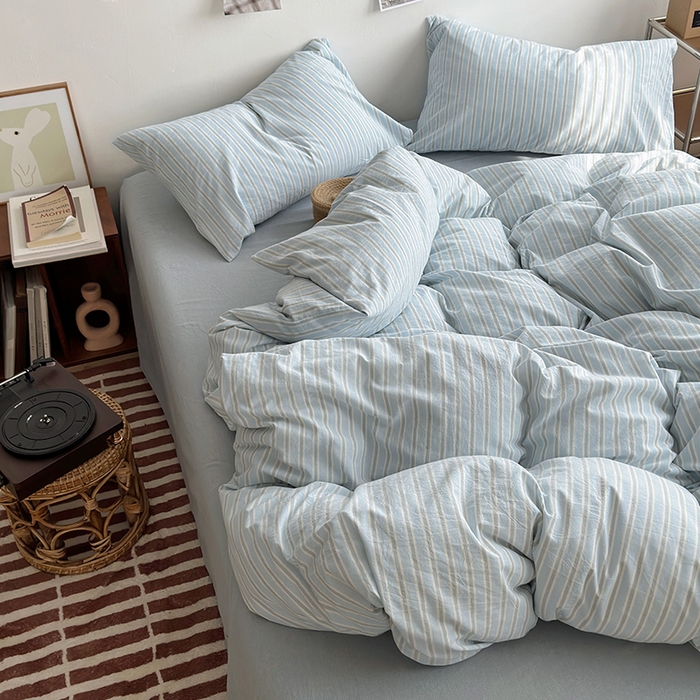 91家纺网 家纺一手货源 找家纺 水洗的故事 2025新款无印良品水洗棉四件套 湘叶兰