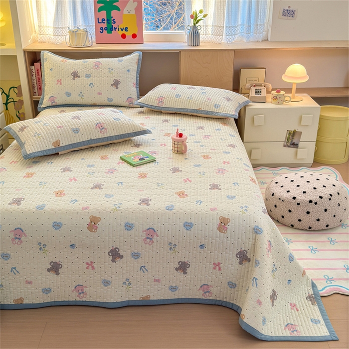 91家纺网 家纺一手货源 找家纺 美优兰 2025新款双面全棉水洗床盖小飞象