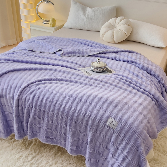 91家纺网 家纺一手货源 找家纺 宜家坊 2025新款高克重双面绒毛卡兔绒多功能毛毯 莫奈紫