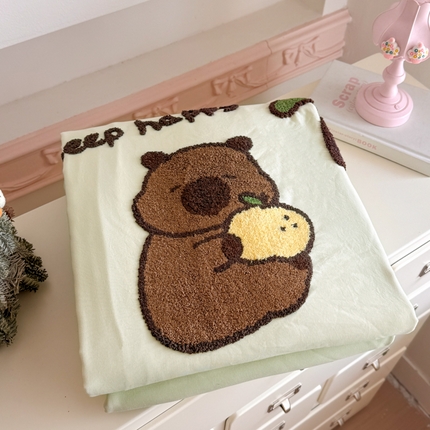 91家纺网 家纺一手货源 找家纺 （总）温眠家纺 2025新款水洗棉毛巾绣四件套-叠拍