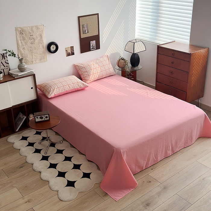 91家纺网 家纺一手货源 找家纺 水洗的故事2025新款A类AB版全棉色织水洗棉四件套 桃夭