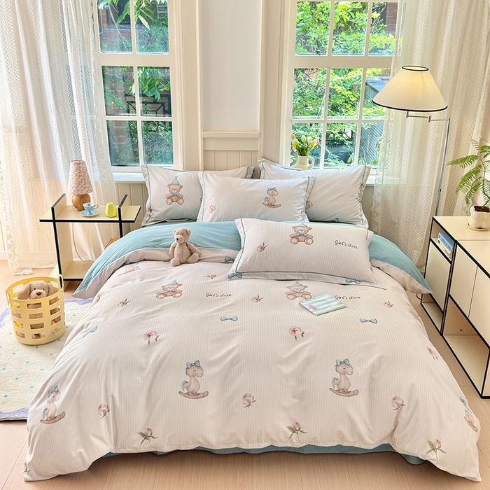 91家纺网 家纺一手货源 找家纺 梧桐树 2025新款100%全棉13372加厚印花四件套 A26童趣