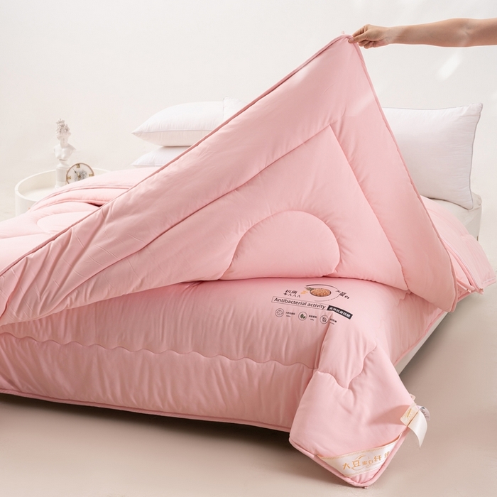 91家纺网 家纺一手货源 找家纺 易睡2025年新款大豆被春秋被冬被被子被芯 粉色