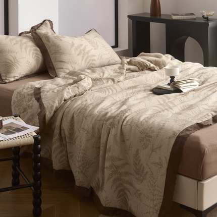 大彩家居 2025新款全棉有氧皱皱双层纱被芯 枫叶婉