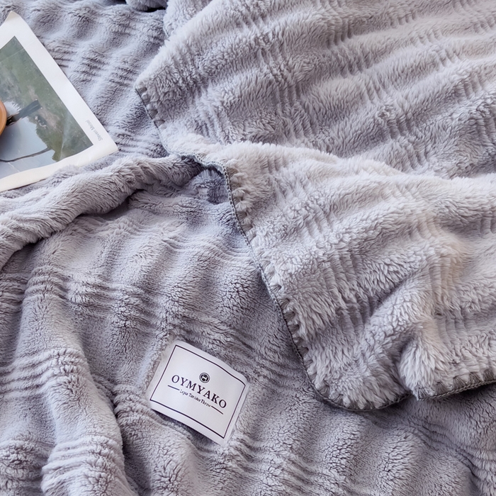 91家纺网 家纺一手货源 找家纺 宜家坊 2025新款高克重双面绒毛卡兔绒多功能毛毯 高级灰