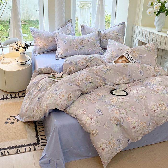 91家纺网 家纺一手货源 找家纺 梧桐树 2025新款100%全棉13372加厚印花四件套 A21如夏