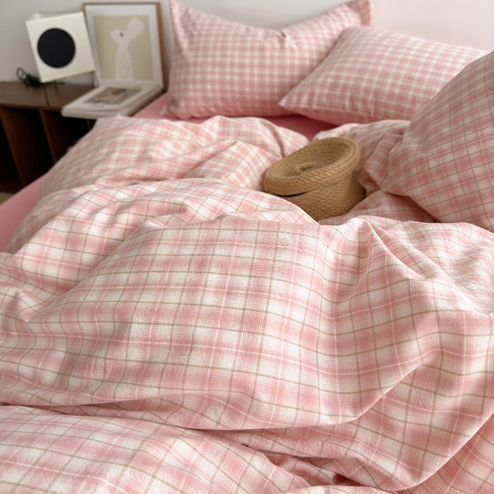 91家纺网 家纺一手货源 找家纺 水洗的故事 2025新款无印良品水洗棉四件套 春桃