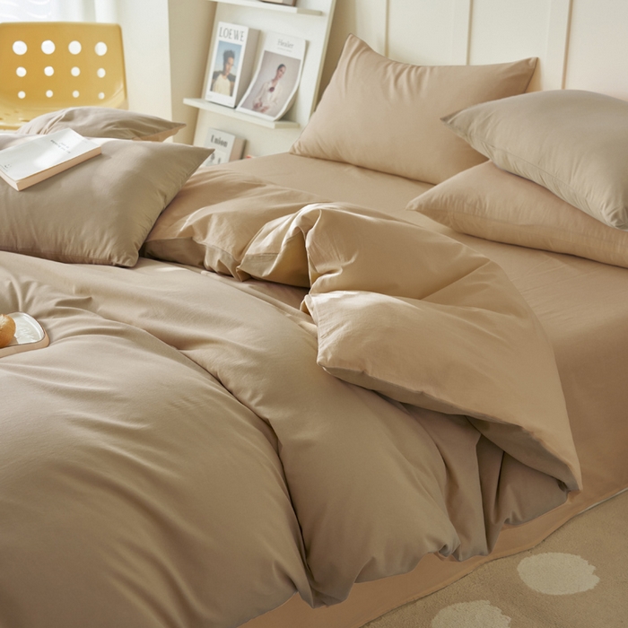 91家纺网 家纺一手货源 找家纺 寐绸家纺 2025新款纯棉水洗棉双拼单被套（自然光） 漫雾+古巴砂