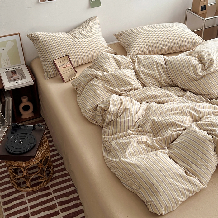 91家纺网 家纺一手货源 找家纺 水洗的故事 2025新款无印良品水洗棉四件套 湘叶米