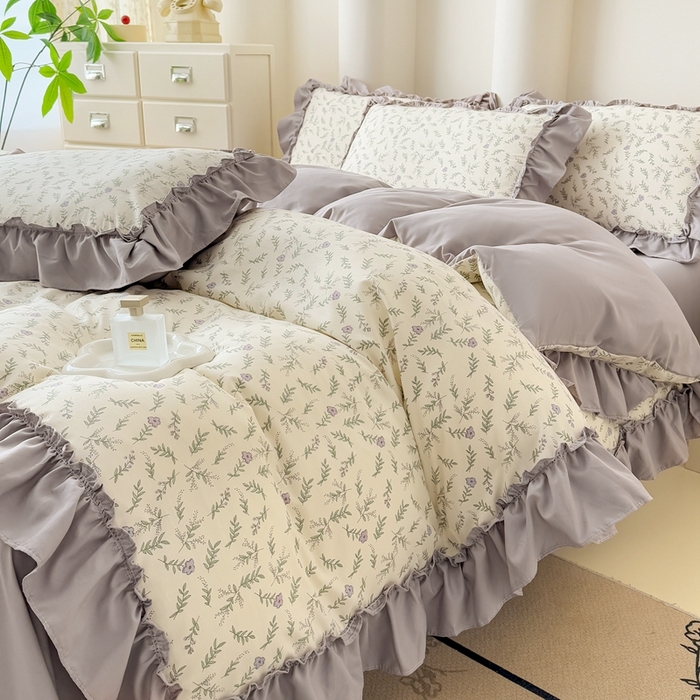 91家纺网 家纺一手货源 找家纺 金米诺 2025新款韩版有氧针织棉双层纱四件套 甜心公主