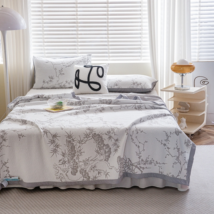 91家纺网 家纺一手货源 找家纺 柏薇 2025新款A类针织棉提花夏被空调被薄被子多功能盖毯 秘境花园