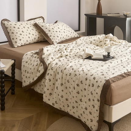 大彩家居 2025新款全棉有氧皱皱双层纱被芯 朵苏