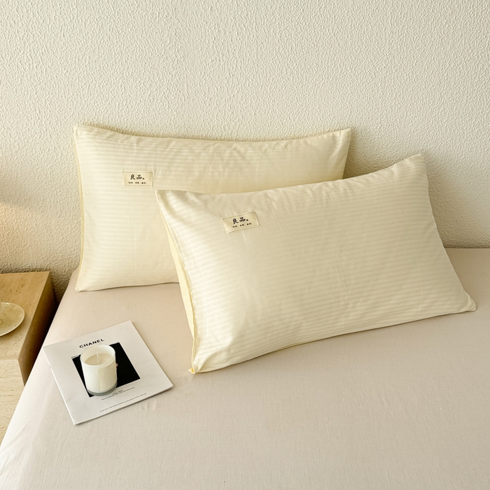 91家纺网 家纺一手货源 找家纺 眠博士 2025新款高支高密60支全棉条纹提花单枕套 枕套-提花雅白