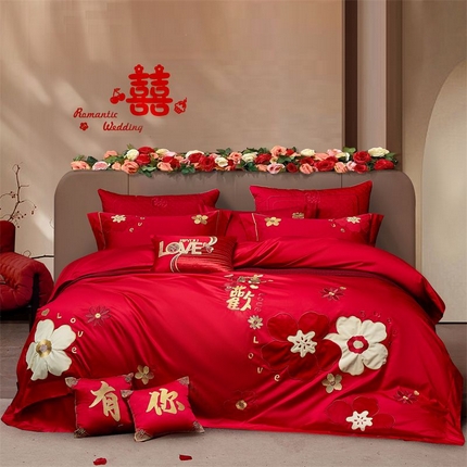 91家纺网 家纺一手货源 找家纺 （总）高大尚婚庆馆 2025秋冬新款长绒棉臻棉系列婚庆款多件套