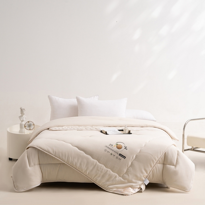 91家纺网 家纺一手货源 找家纺 易睡2025年新款大豆被春秋被冬被被子被芯 米色