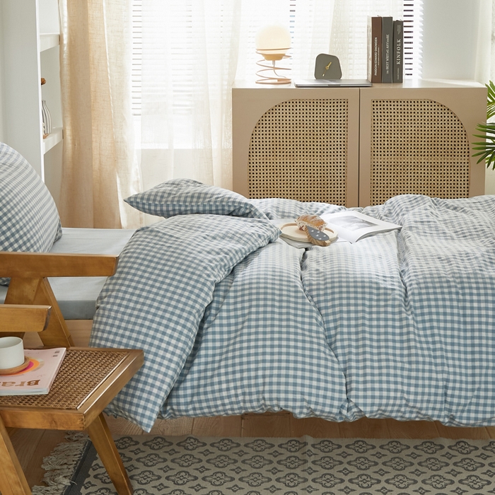 91家纺网 家纺一手货源 找家纺 （总）水洗的故事 2025新款开学季色织水洗棉学生宿舍三件套