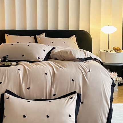 （总）米彩家纺 2025新款水洗磨毛四件套-蝴蝶结爱心系列