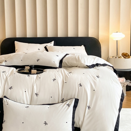 91家纺网 家纺一手货源 找家纺 （总）米彩家纺 2025新款水洗磨毛四件套-蝴蝶结爱心系列