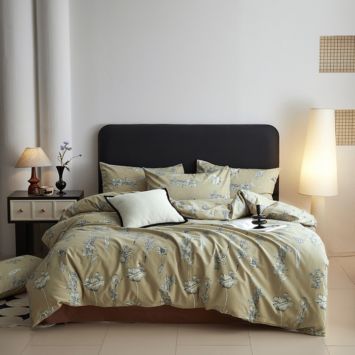 91家纺网 家纺一手货源 找家纺 水洗的故事 2025新款全棉磨毛印花四件套 秋屿