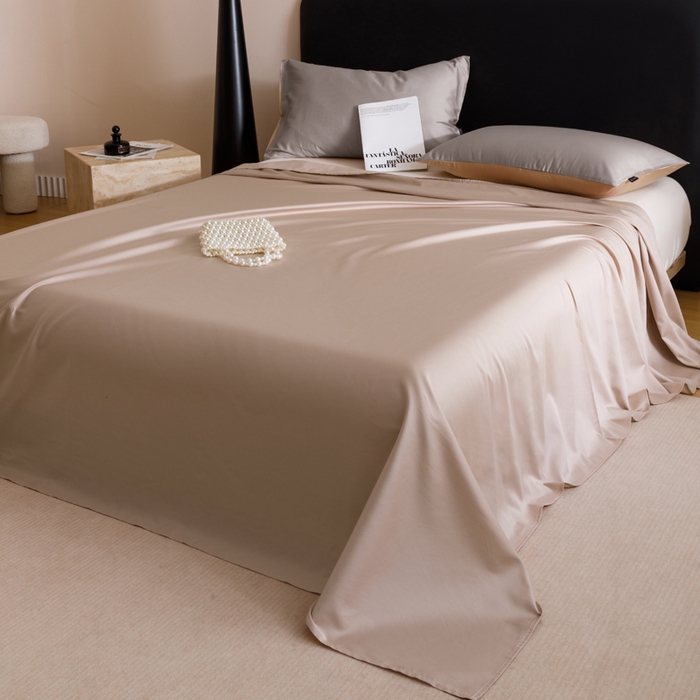 91家纺网 家纺一手货源 找家纺 寐绸家纺 2025新款纯棉60支长绒棉床单系列 长绒棉床单-木灰