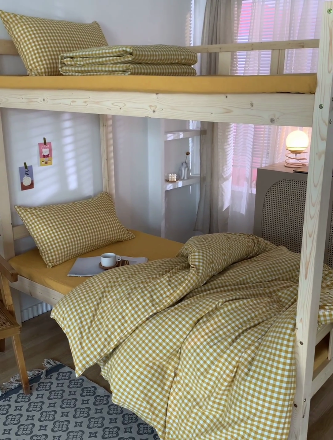 91家纺网 家纺一手货源 找家纺 水洗的故事 2025新款开学季色织水洗棉学生宿舍三件套 柠檬小格