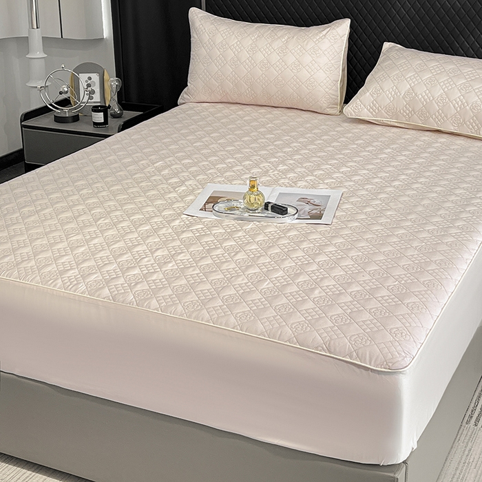 91家纺网 家纺一手货源 找家纺 （总）2025轻奢风A类长绒棉夹棉床盖床笠三件套纯色绗绣四季高级感纯色全棉纯棉床上用品