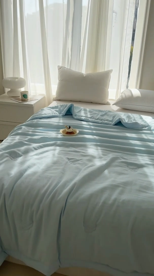 91家纺网 家纺一手货源 找家纺 丹本家纺 2025新款母婴级A类无印风超柔宝宝纱大豆夏凉被 海茵兰