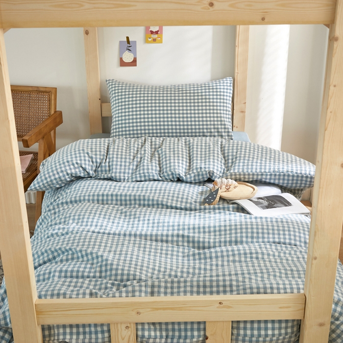 91家纺网 家纺一手货源 找家纺 （总）水洗的故事 2025新款开学季色织水洗棉学生宿舍三件套