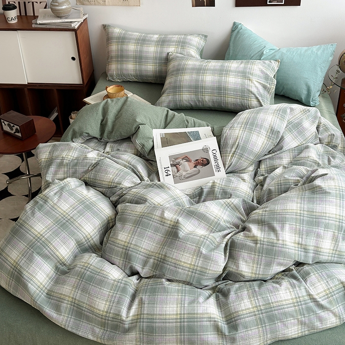 91家纺网 家纺一手货源 找家纺 水洗的故事2025新款A类AB版全棉色织水洗棉四件套 绿野仙踪