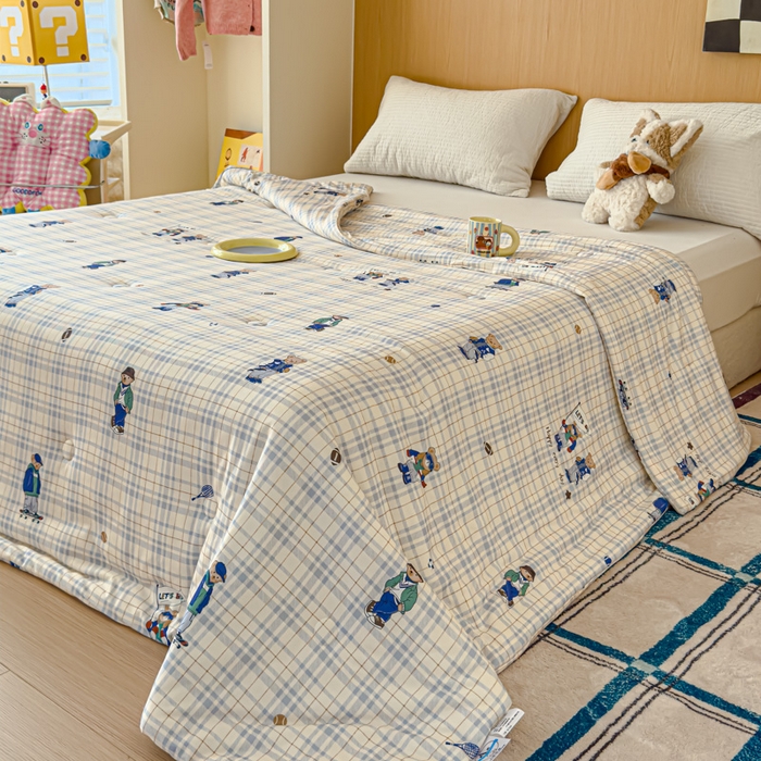 91家纺网 家纺一手货源 找家纺 品乐家纺 2025新款A类针织棉大豆被夏被夏凉被空调被学生被子 绅士熊