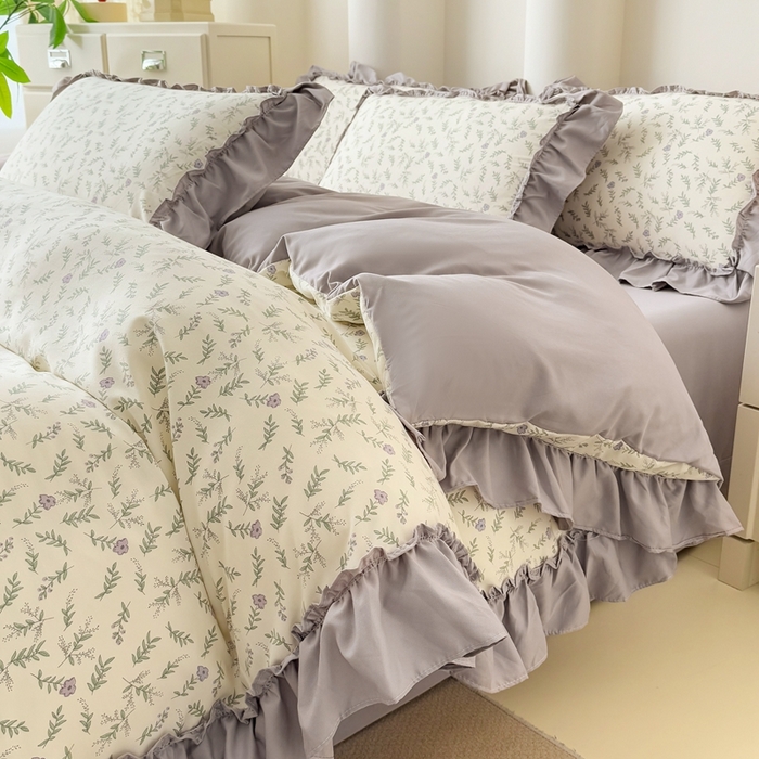 91家纺网 家纺一手货源 找家纺 金米诺 2025新款韩版有氧针织棉双层纱四件套 甜心公主