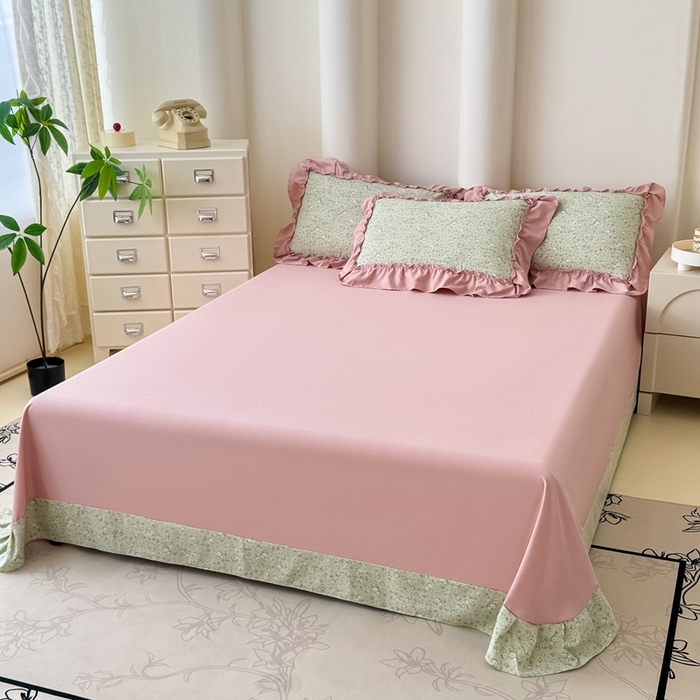 91家纺网 家纺一手货源 找家纺 金米诺 2025新款韩版有氧针织棉双层纱四件套 秘密花园