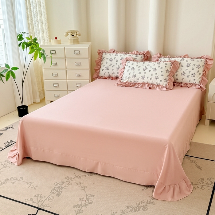 91家纺网 家纺一手货源 找家纺 （总）金米诺 2025新款韩版有氧针织棉双层纱四件套