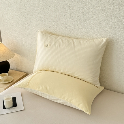 眠博士 2025新款高支高密60支全棉条纹提花单枕套 枕套-提花雅白