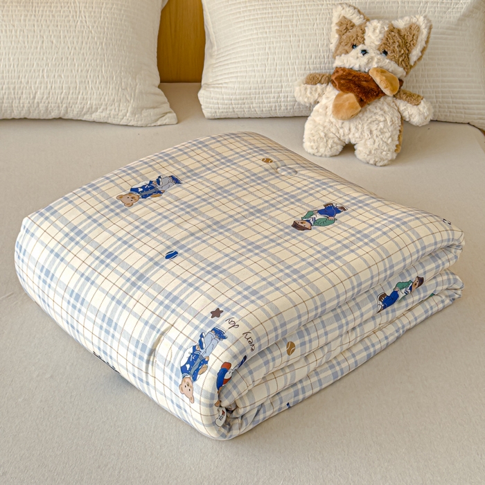 91家纺网 家纺一手货源 找家纺 品乐家纺 2025新款A类针织棉大豆被夏被夏凉被空调被学生被子 绅士熊