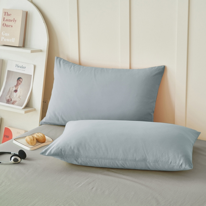 91家纺网 家纺一手货源 找家纺 寐绸家纺 2025新款纯棉水洗棉双拼单被套（自然光） 礁石灰+毛毯灰