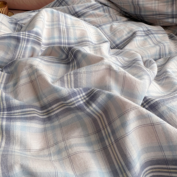 91家纺网 家纺一手货源 找家纺 水洗的故事2025新款A类AB版全棉色织水洗棉四件套 晚星