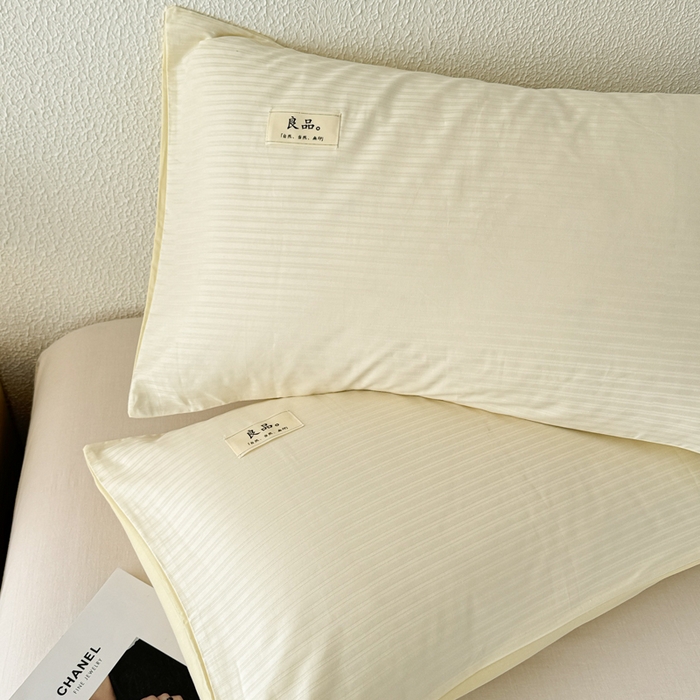 91家纺网 家纺一手货源 找家纺 眠博士 2025新款高支高密60支全棉条纹提花单枕套 枕套-提花雅白